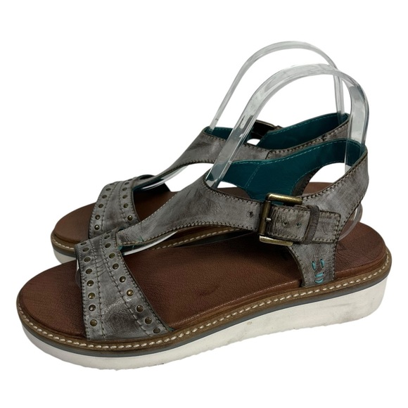 ROAN by Bed Stu Distressed Silver Sandals with leather sole Size 7 1/2 - Picture 6 of 9